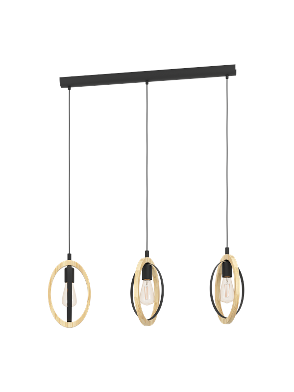 EGLO BASILDON long table pendant black/wood