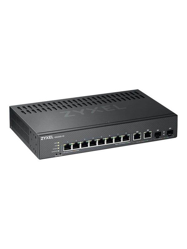 Produktfoto för Zyxel GS2220-10 - Switch - Administrerad - 8 x 10/100/1000 + 2 x kombinations-Gigabit SFP - rackmonterbar, väggmonterbar