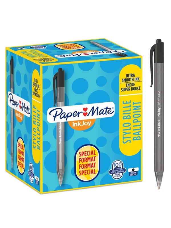 Produktfoto för Paper Mate Kulpenna, InkJoy™ 100, svart, 1,0 mm, 100-pack