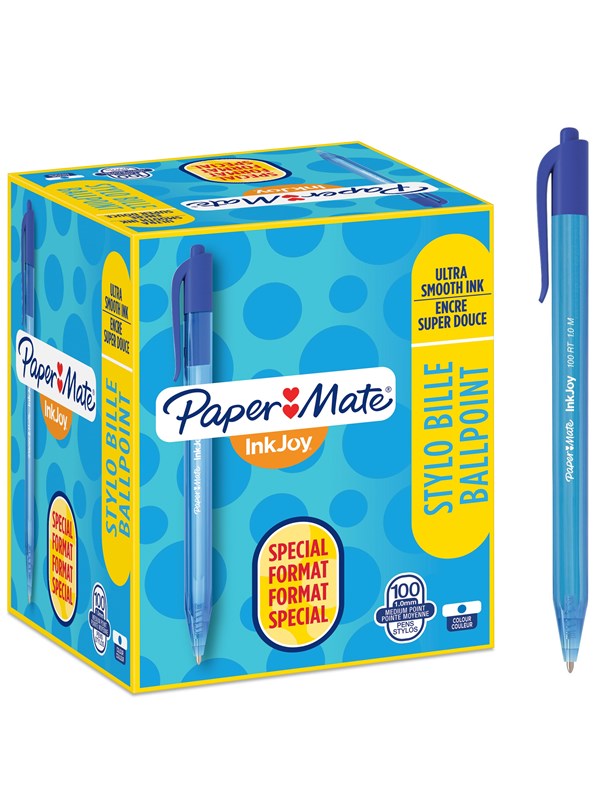 Produktfoto för Paper Mate Kulpenna, InkJoy™ 100, blå, 1,0 mm, 100-pack