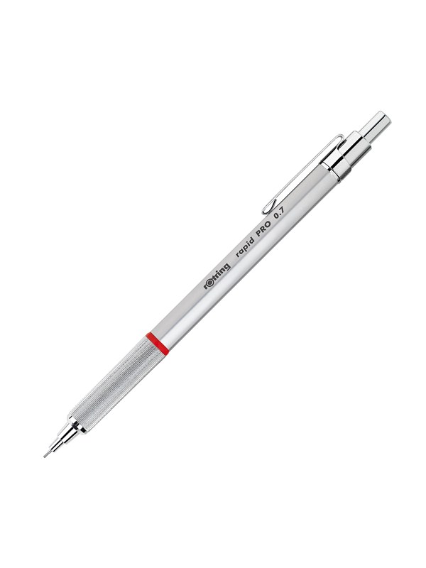 Rotring rOtring Rapid Pro Mekanisk Penna | HB 0,7 mm blypenna | Minskat blybrott | Silver Krom Full-Metal Barrel