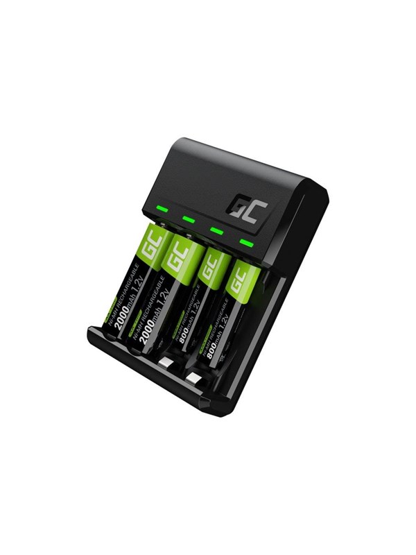 Alternativ bild 0 för Green Cell VitalCharger battery charger - 0.5 Watt - with 2 x AA NiMH 2000 mAh rechargeable batteries and 2 x AAA NiMH 800 mAh rechargeable batteries