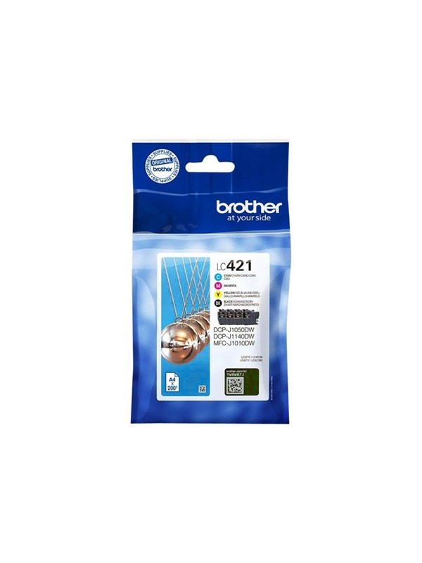 Produktfoto för Brother LC421 Value Pack - 4-pack - svart, gul, cyan, magenta - original - bläckpatron - för Brother DCP-J1140DW, DCP-J1800DW, MFC-J1010DW, MFC-J1012DW