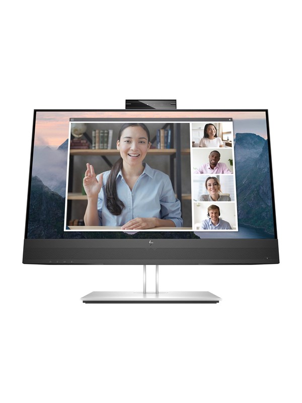 Produktfoto för HP E24mv G4 Conferencing Monitor - E-Series - LED-skärm - 23.8 - 1920 x 1080 Full HD (1080p) @ 60 Hz - IPS - 250 cd/m² - 1000:1 - 5 ms - HDMI, VGA, DisplayPort - högtalare - silver, svart huvud