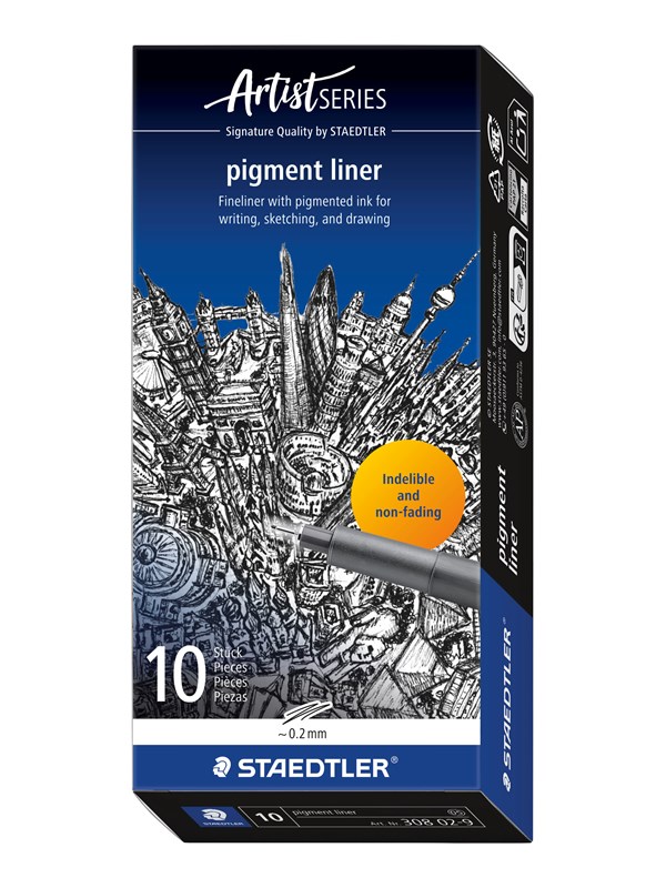 Staedtler Fineliner pigment liner 10 pcs  0.2mm black