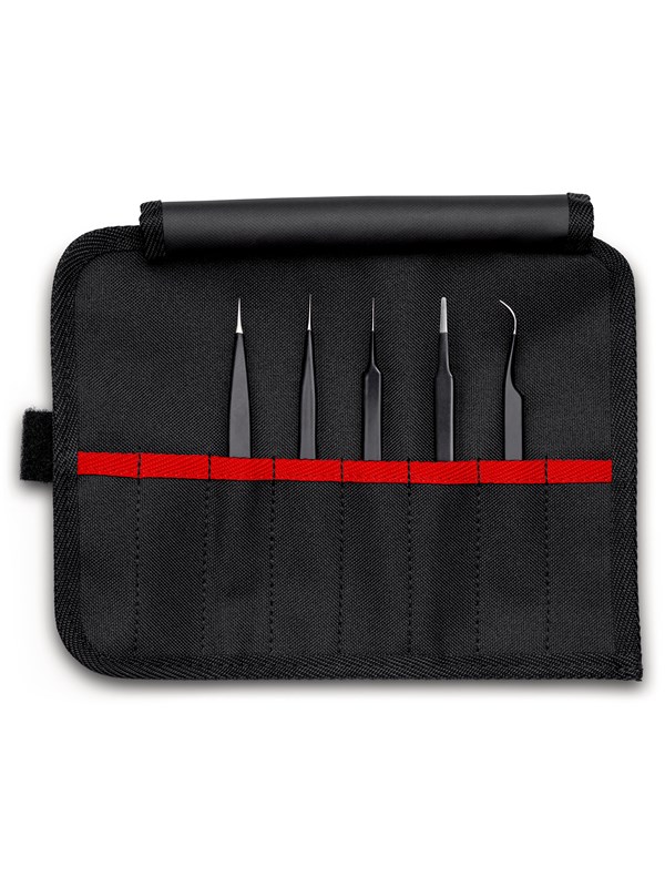 Produktfoto för Knipex 92 00 01 ESD, Rostfritt stål, Svart, Platt, Spetsig, Böjt, Rak, 182 g, 5 styck