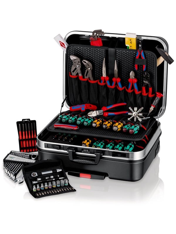 KNIPEX Verktygslåda "BIG Basic Move" Mechanic, 90 delar, med integrerade hjul och teleskophandtag