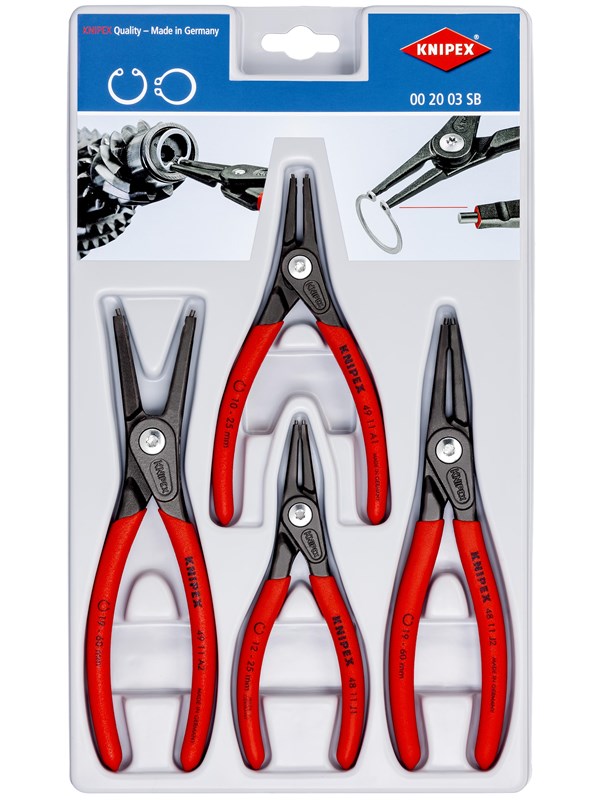 Produktfoto för Knipex 00 20 03 SB Tätningsringstång-slt Lämplig för Ytter- och innerringar 12-25 mm, 19-60 mm 10-25 mm, 19-60 mm Spetsig form rak