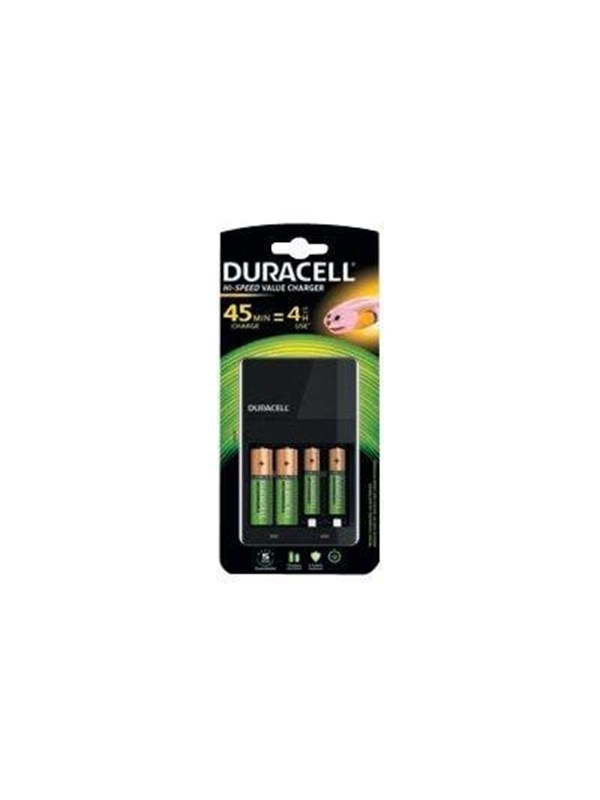 Produktfoto för Duracell CEF14 - 4 h batteriladdare - (för 4xAA/AAA) - med 2 x AA 1300 mAh batterier och 2 x AAA 750 mAh