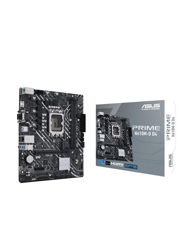 ASUS PRIME H610M-D D4 Moderkort - Intel H610 - Intel LGA1700 - DDR4 RAM - Micro-ATX