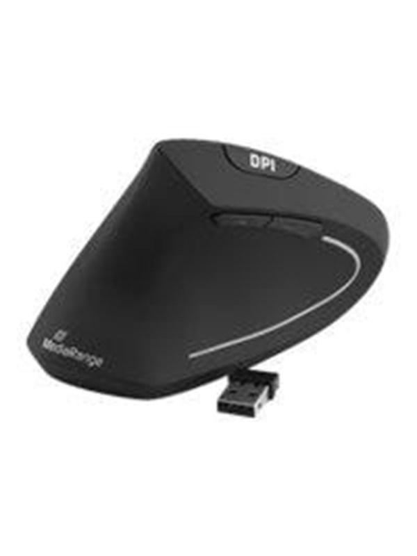 MediaRange - vertical mouse - 2.4 GHz - black - Vertical mouse - Optic - 6 knappar - Svart