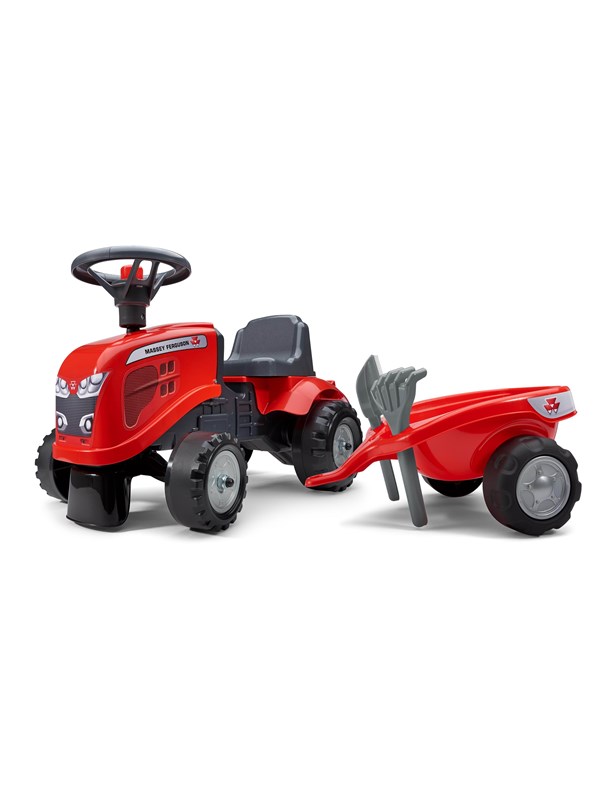 Falk Traktor m. trailer, kratta och skyffel Baby Massey Ferguson
