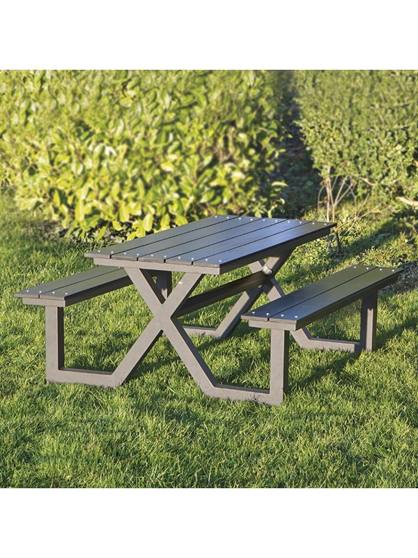 HORTUS Picknickbord till barn X-modell svart nonwood och antracitram