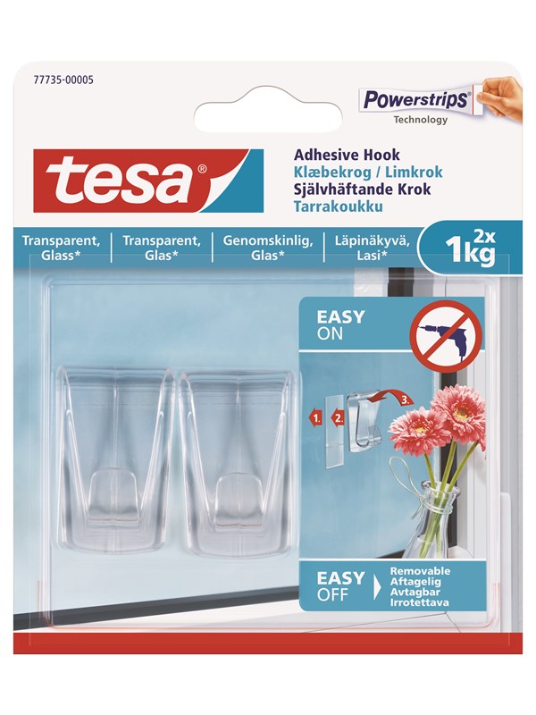 tesa Powerstrips Hook 1kg Transparent