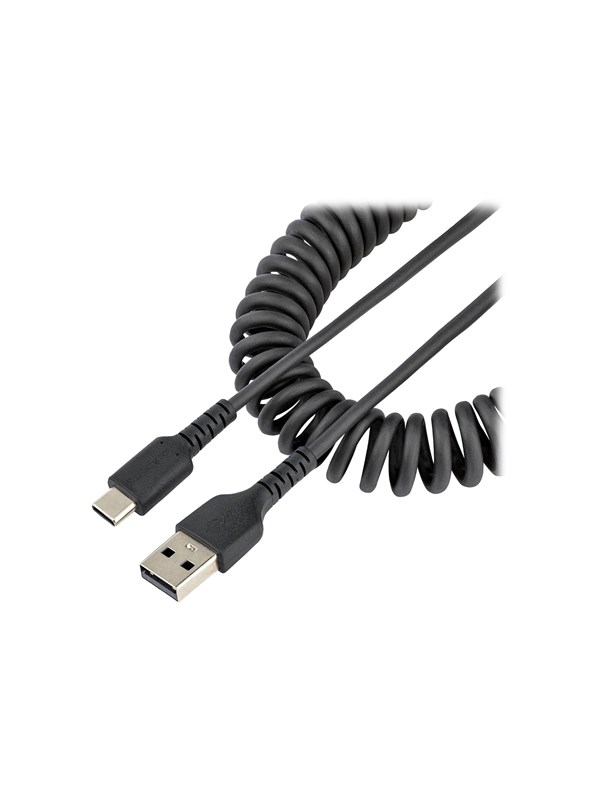 StarTech.com 1m USB A to C Charging Cable Coiled Heavy Duty Fast Charge & Sync High Quality USB 2.0 A to USB Type-C Cable Rugged Aramid Fiber Durable Male to Male USB Cable
