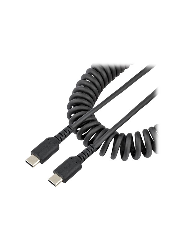 StarTech.com 20in (50cm) USB C Charging Cable Coiled Heavy Duty Fast Charge & Sync USB-C Cable