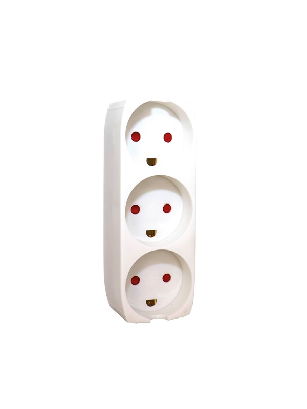 Gripo Socket with 3 outlets and earth White