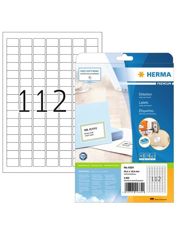 Produktfoto för Herma Etikett Premium 25,4x16,9mm