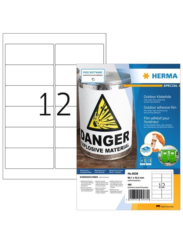 HERMA Weatherproof outdoor film labels A4 99.1 x 42.3 mm white
