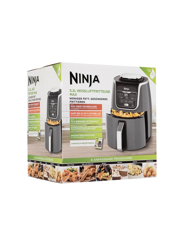 Produktfoto för Ninja AF160, Varmluftsfritös, 5,2 l, 1 kg, 6 personer, Single, Grå