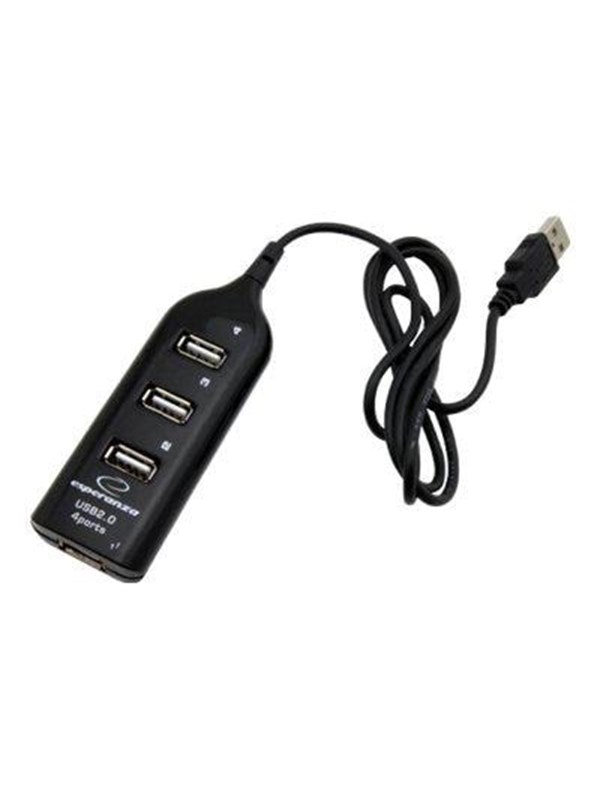 Esperanza EA116 USB Hub - USB 2.0 - 4 porte - Svart
