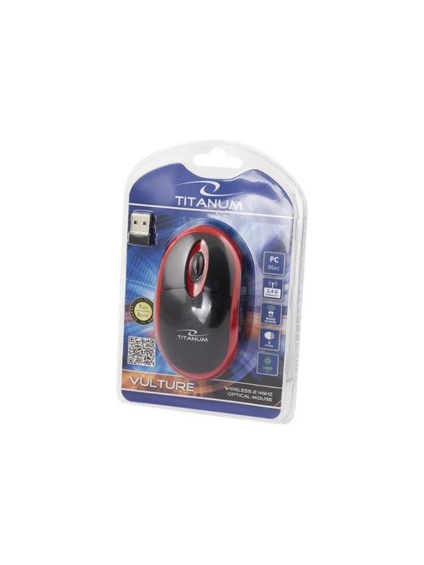 Esperanza Titanum Wireless Optical Mouse 2.4GHz 3D USb Vulture Red - Mouse - Optic - 3 knappar - Röd