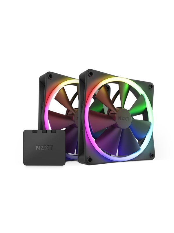 NZXT F140 RGB 2-pack & RGB Controller - Black - Chassi fläkt - 140mm - Svart med RGB LED - 33 dBA