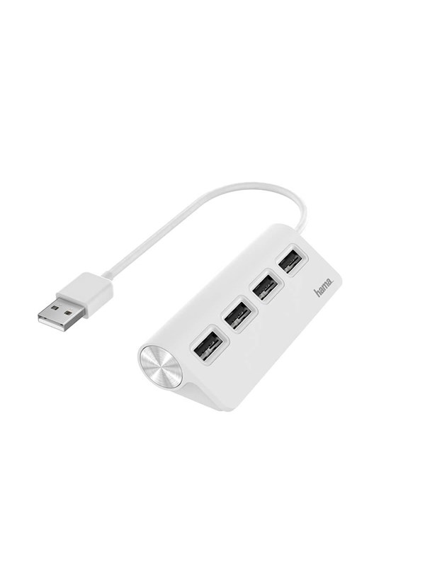 Hama USB Hub 4 Ports USB 2.0 480 Mbit/s white USB Hub - USB 2.0 - 4 porte - Vit