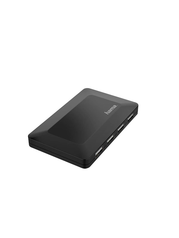 Hama USB Hub 4 Ports USB 2.0 480 Mbit/s incl. Cable and Power Supply Unit USB Hub - 4 porte - Svart