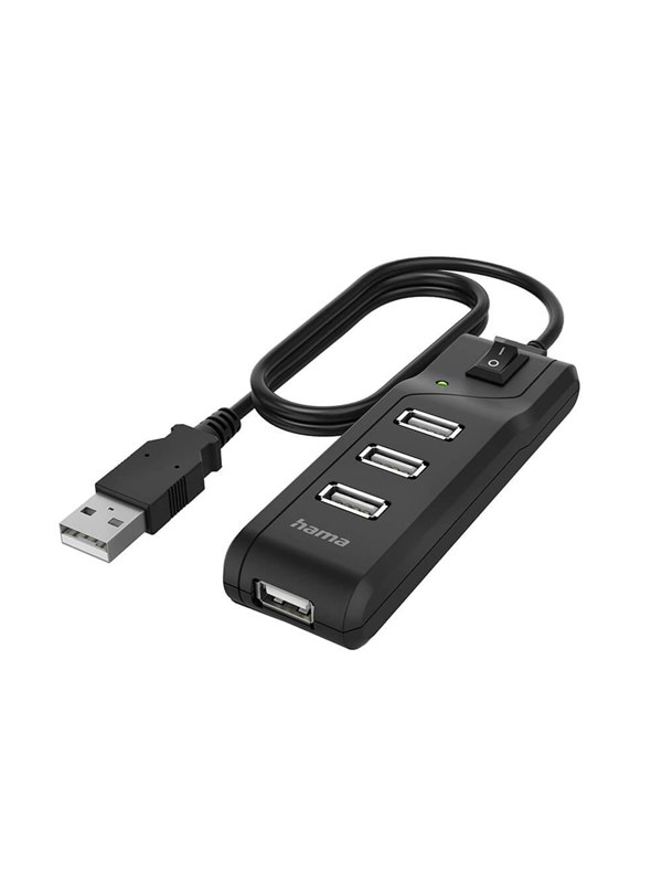 Hama USB Hub 4 Ports USB 2.0 480 Mbit/s On/Off Switch USB Hub - USB 3.2