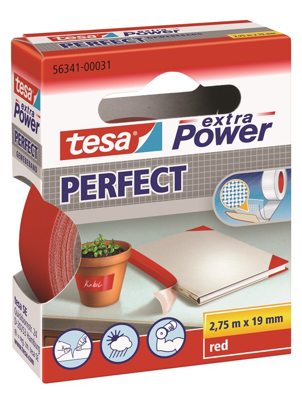 tesa Cloth Tape extra Power Perfect 2.75m x 19mm Red