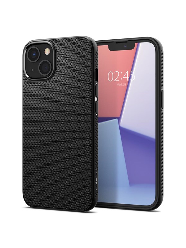 Produktfoto för Spigen Liquid Air - Baksidesskydd för mobiltelefon - termoplastisk polyuretan (TPU) - mattsvart - för Apple iPhone 13