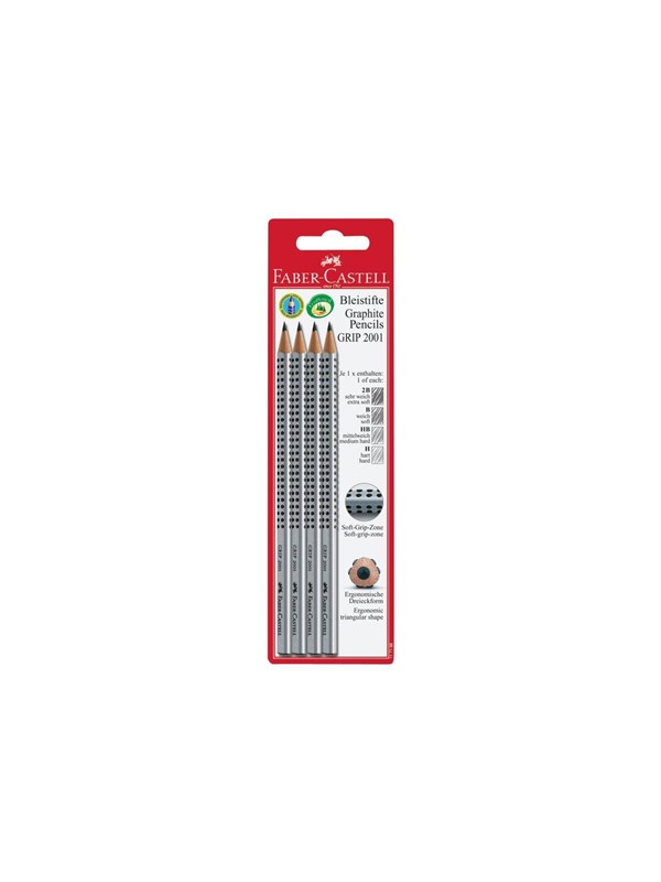 Produktfoto för Faber-Castell GRIP 2001 - Blyant - grafit - 2B, B, H, HB (pakke med 4)