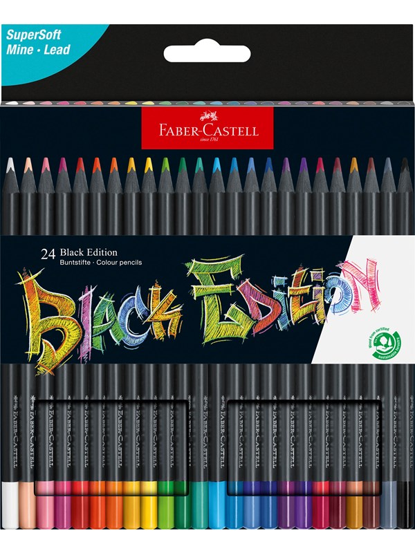 Produktfoto för Faber-Castell Black Edition - Färgpenna - olika klara färger (paket om 24)