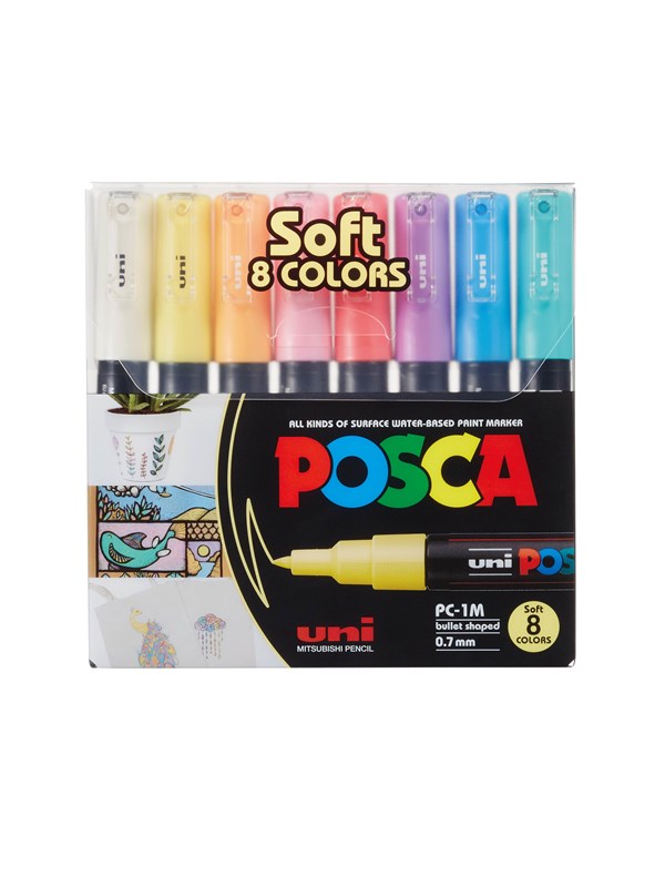Produktfoto för POSCA märkset mjuka färger, PC-1M 8 st.