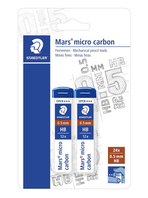 Staedtler Mec.penc.lead M.micro0.5mmHB 2pcsBc