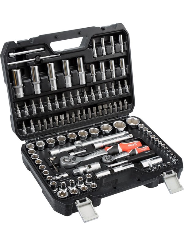 Produktfoto för Yato YT-38791, Topnyckelsats, Svart, Röd, Rostfritt stål, Kromvanadiumstål, 7,4 kg, 1/4, 1/2, 10,11,12,13,13,14,14,15,16,16,17,18,19,20,21,22,24,27,30,32 mm