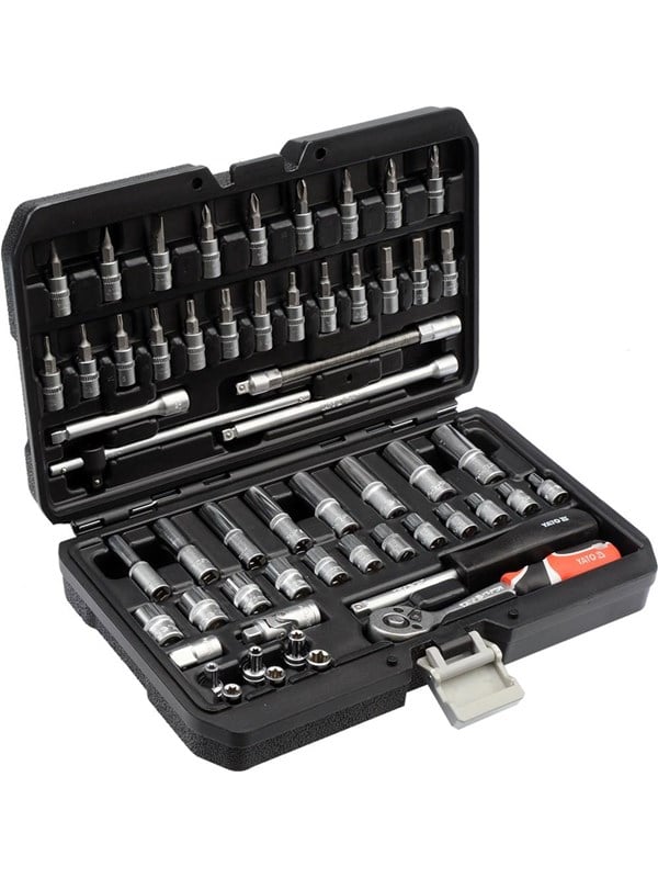 Produktfoto för Yato YT-14501, Topnyckelsats, 56 st, Krom, Krom-vanadium-stål, 1,85 kg