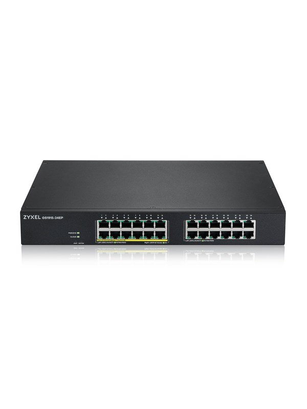 Produktfoto för Zyxel GS1915 Series GS1915-24EP - Switch - NebulaFLEX-kompatibel - smart - 24 x 10/100/1000 (12 PoE) - skrivbordsmodell, väggmonterbar - PoE (130 W)