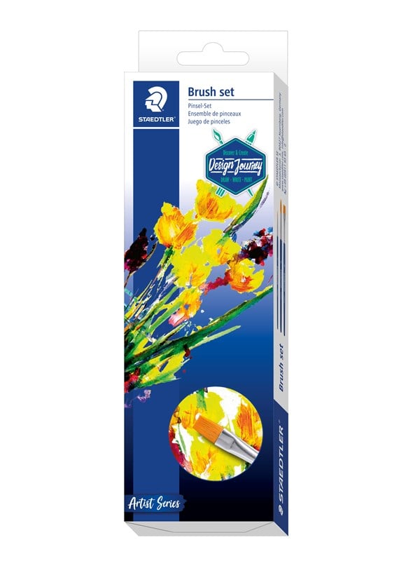Produktfoto för Staedtler 989-SBK3-3, Penselset, Pensel, kattunga, Syntetisk, 3 styck