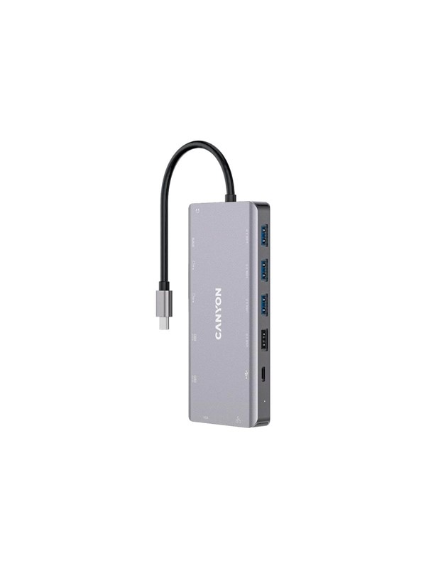 Canyon DS-12 13-i-1 USB-C-hubb 4K, Mörkgrå