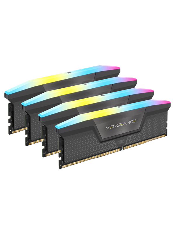 Corsair Vengeance Rgb Ddr5 5600 64gb Cl36 Quad Channel 4 Pcs Amd Expo & Intel Xmp Grå Med Rgb