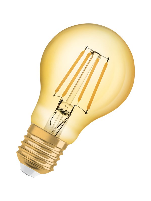 Produktfoto för OSRAM Vintage 1906 Classic A - LED-glödlampa med filament - form: A60 - E27 - 4 W (motsvarande 35 W) - klass F - varmt vitt ljus - 2400 K - guld