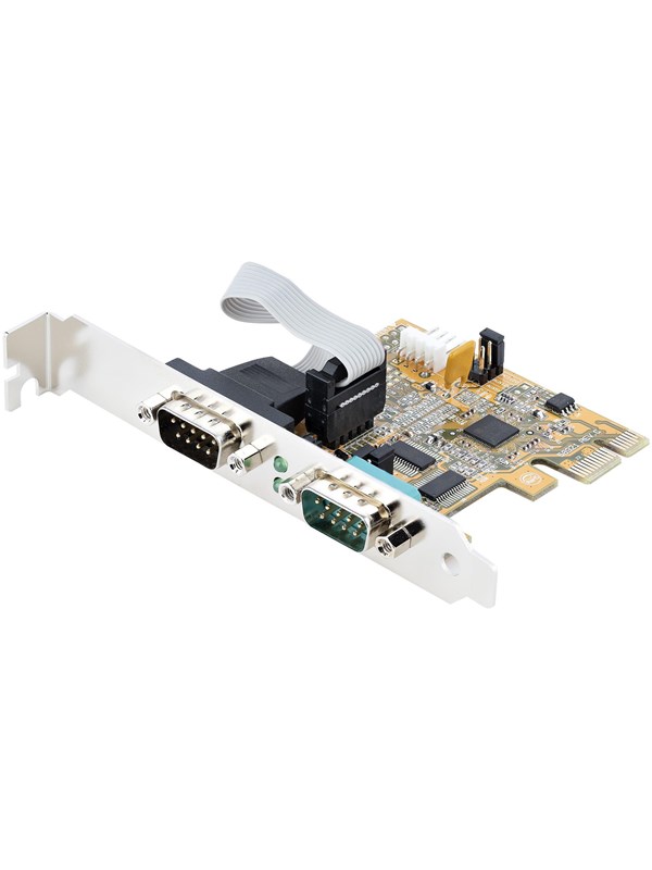 Alternativ bild 0 för StarTech.com 2-Port PCI Express Serial Card, Dual Port PCIe to RS232 (DB9) Serial Interface Card, 16C1050 UART, Standard or Low Profile Brackets, COM Retention, For Windows & Linux - PCIe to Dual DB9 Card (21050-PC-SERIAL-CARD) - Seriell adapter - PCIe 2.0 låg profil - RS-232 x 2 - gul
