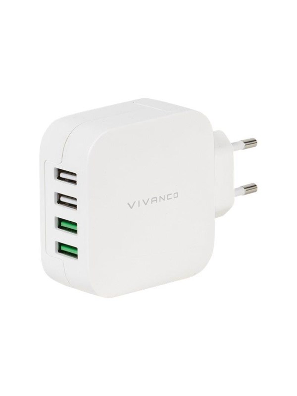 Vivanco USB hemladdare 4.8A (2.4A/1A) 4xUSB Vit - Köp för SEK 199 - Spara 30%