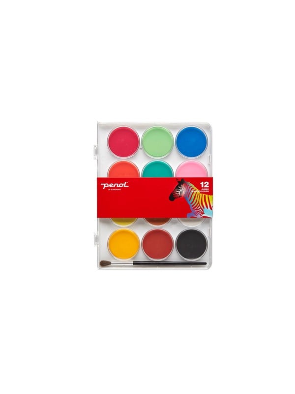 Produktfoto för Penol Jumbo standard akvarellfärg 12 färger