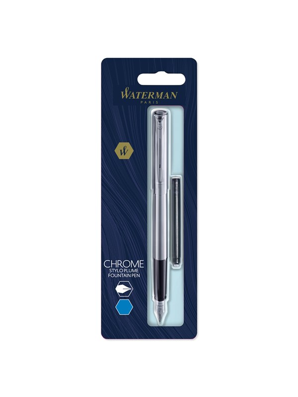Waterman Allure Reservoarpenna | Rostfritt stål | Fin spets | Blått bläck