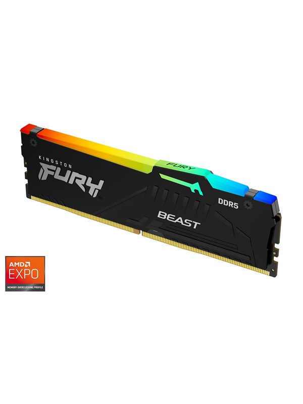 Kingston Fury Beast Rgb Ddr5 5200 8gb Cl36 Single Channel 1 Pcs Amd Expo & Intel Xmp Svart Med Rgb
