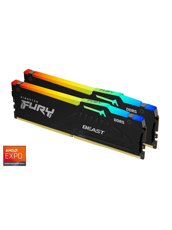 Kingston Fury Beast Rgb Ddr5 5200 16gb Cl36 Dual Channel 2 Pcs Amd Expo & Intel Xmp Svart Med Rgb