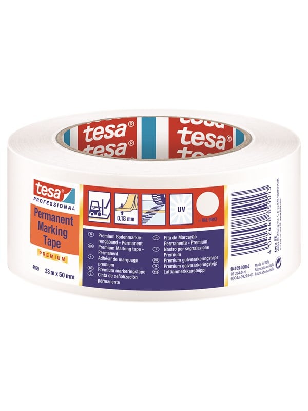 tesa Floor Marking Tape Premium indoor and outdoor 33m x 50 mm White